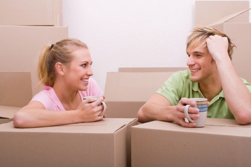 A local office removal service preparing furniture and supplies for transport