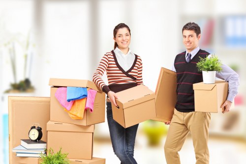 Boxes and household items prepared for urgent removals in a local flat