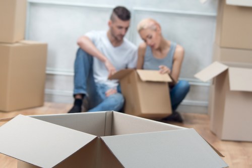 Office furniture and equipment prepared for a commercial move