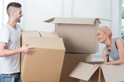 Furniture and boxes loaded into a van for transport in St Johns Wood