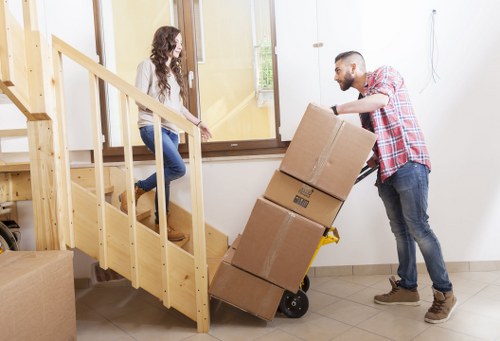 Packed furniture and household items prepared for storage