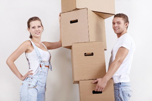 Boxes and household items prepared for a flat removal in St Johns Wood